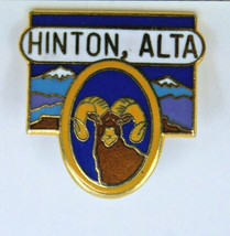 Hinton Alberta AB Canada Big Horn Sheep Animal Collectible Pin Pinback Vintage - £9.79 GBP