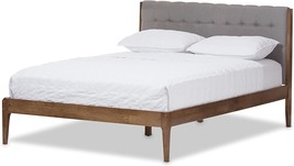 Baxton Studio Denise Mid-Century Wood Platform Bed, Full, Light Grey/Medium - £297.16 GBP