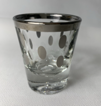 4 MCM Polka Dot Shot Glasses Clear With Silver Rims and Dots - $27.38 CAD