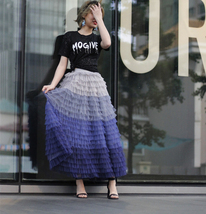 Purple Tiered Tulle Maxi Skirt Outfit Women Custom Plus Size Layered Tulle Skirt image 6