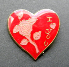 I Love You Valentines Heart Rose Lapel Pin Badge 1 Inch - £4.28 GBP