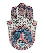 Pink Chakra Hamsa Palm Mandala and Evil Eye Ceramic Dish Brass Incense H... - $24.59 CAD