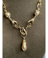 Vtg Yellow Gold Filled Necklace 15.5&quot; Fashion Jewelry Faux Pearl Spring ... - £93.53 GBP
