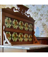 Gorgeous 3-D Majolica Tiled Back Marble Top Antique Maple Washstand Must... - $675.00