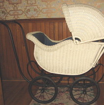 1910-20 SUPER Signed Heywood Wakefield Wicker Carriage Upholstered Comfy - $1,225.00