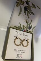 Mia Fiore MADE IN ITALY 18KT GOLD PLATED SS  Hoop Earrings 0.75" NEW IN BOX - $44.06