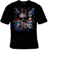 england london flag skull cool funny  T-shirts english - £12.01 GBP