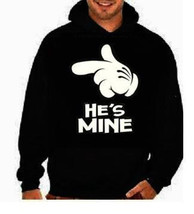 He is mine cartoon hand - funny cool gifts:hoodie sweat shirts screen print hood - £27.45 GBP