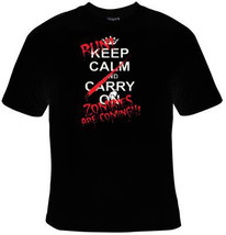 keep calm and carry on run zombies are coming screen print cool funny Humorous c - £12.05 GBP