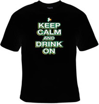 keep calm and drink on irish logo screen print Cool Funny Humorous clothes T Shi - $14.99