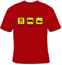 Tee-Shirts:eat sleep fish t shirts UNIQUE Cool Funny Humorous clothes TShirts Te - £11.98 GBP