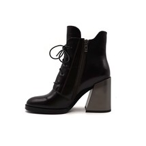 HARAVAL Spring Autumn Ankle Boots Shoes Black High Heels Lace Up Winter Genuine  - £121.78 GBP