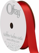 Offray Single Face Satin Ribbon 5/8&quot;x18&#39; Red - £2.24 GBP