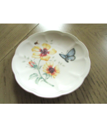 Lenox Butterfly Meadow Dessert Party Plate 6.5&quot; Blue Butterfly Yellow Fl... - £7.74 GBP