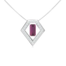 14k White Gold Finish 925 Silver Rhodolite, Moissanite Pendant Necklace ... - $90.99 CAD