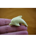 (Y-DOL-534) FAT YELLOW WHITE DOLPHIN gemstone STONE carving PORPOISE FIG... - $212.11 MXN