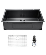 VEVOR Kitchen Sink Workstation 33in Black 304 Stainless Top with Accesso... - $190.90