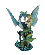 Scratch &amp; Dent Mermaid Sitting with Blue Sea Dragon Statue - £35.22 GBP