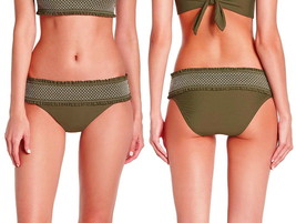 Chelsea28 Bikini Bottoms Banded Hipster X Small 2 Olive Green Ruffled Lined NWT - £30.41 GBP