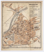 1913 Original Antique City Map Of Valladolid / Castile And Leon / Spain - £16.86 GBP