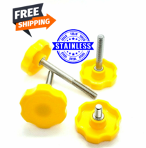 1/4&quot;-20 Thumb Screw Bolts with Yellow Round Plastic Clamping Knob 4 Pack - £9.00 GBP+