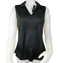 CQC Sports Top Womens L Black Sleeveless Golf Polo Shirt UPF 50 V Neck S... - £10.77 GBP