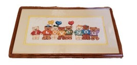 Dimensions From The Heart I Love You Bears Cross Stitch Vintage Framed F... - $24.03