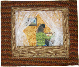 Outside Looking In: Artist at Work -- Quilted Art Wall Hanging - £299.75 GBP