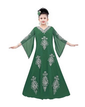 Green Dubai Special Style Wedding Kid Dress Moroccan Ramadan Girls Kafta... - £48.11 GBP