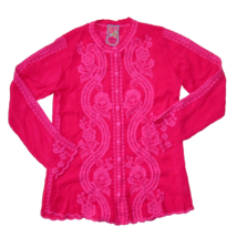 NWT Johnny Was Midge Blouse in Pink Tonal Embroidered Button Top XS - $130.00