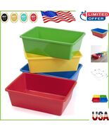 Premium Large Toy Storage Bins for Kids - 4 Pack, 12x16x6 Inches, Primar... - $78.32 CAD