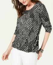 Size 2XL, Style &amp; Co Womens  Black Printed Pullover Top High-Low Geo Dre... - £6.29 GBP
