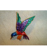 SALE! Vintage Art Hummingbird Brooch Hand Painted Rhinestone  - £8.02 GBP