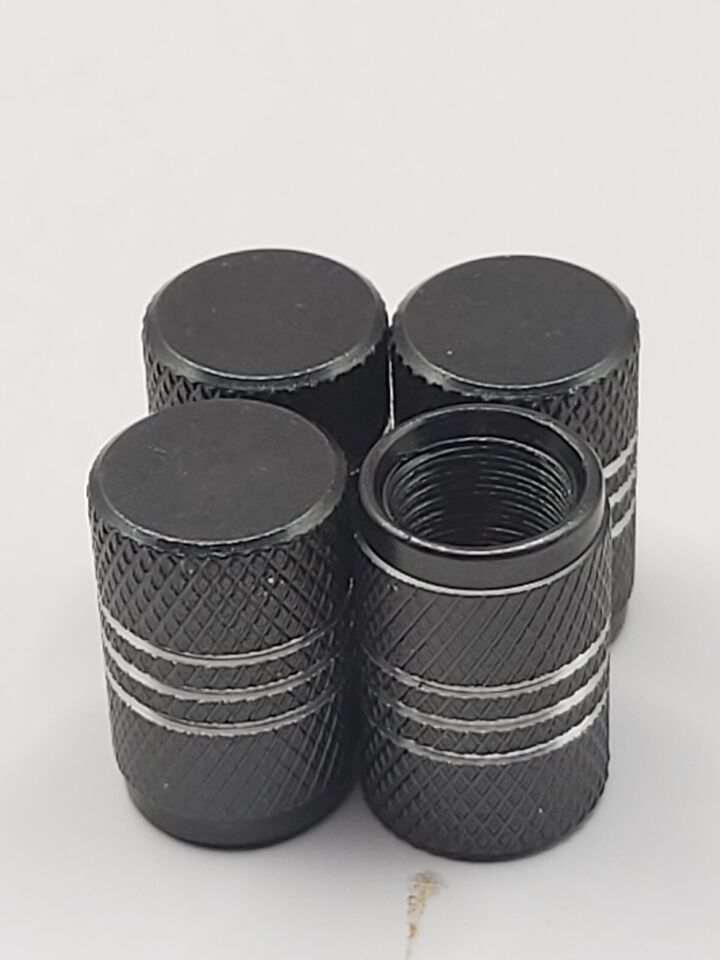 Set of 8 Black Tire Valve Stem Caps For Car, Standard Fitting - $6.58