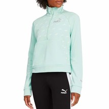 Puma Ladies&#39; Half Zip Cropped Pullover W/ Front Pocket, GREEN, S - £19.48 GBP