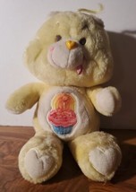Vintage Care Bears 1983 Birthday Bear Yellow Cupcake Kenner Plush 13&quot; - £19.00 GBP