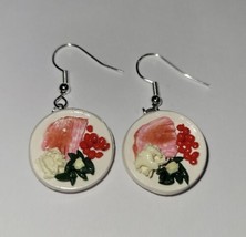 Ham Dinner Plate Earrings Silver Wire Potatoes Cranberry Sauce Green Beans - £6.65 GBP