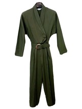 Joan Walters Vintage 1980’s Olive Shawl Collar Dolman Sleeve Jumpsuit Si... - £60.54 GBP