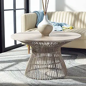 Safavieh Home Collection Whent Coastal Grey White Wash and Black Round C... - $578.99