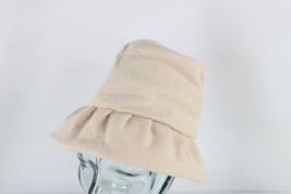 NOS Vintage 60s Streetwear Felt Wool Floppy Brim Cloche Hat Cap Cream Womens OS - £35.57 GBP