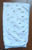 Carters Cotton Blanket Jungle Animals Blue Trim 36&quot; X 31&quot; Crocodile Giraffe - $8.77