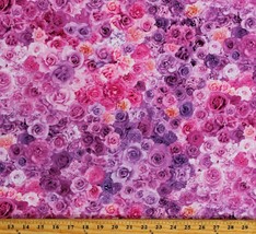 Cotton Roses Pink Purple Flowers Floral Love Fabric Print by the Yard D373.47 - £11.12 GBP
