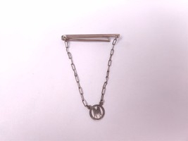✅ Vintage Mens Chain M Monogram Neck Tie Clasp Bar Clip Silver Tone Metal - £5.81 GBP