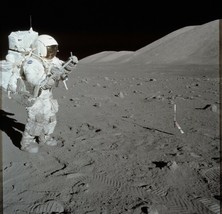 Astronaut Harrison Schmitt collects lunar rake samples Apollo 17 Photo Print - £7.03 GBP+