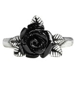 Alchemy Gothic Token of Love Ring Romantic Black Resin Rose Fine Pewter ... - $26.95