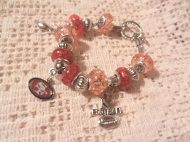 New San Francisco 49 ers NFL Dangle Charm Bracelet Red Gold European Beads 49ers - £12.84 GBP