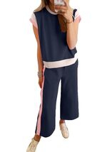 SHEWIN 2PC Women's Lounge Set Short Sleeve Top Wide Leg Pants Navy Blue ... - $14.62 SHEWIN 2PC Women's Lounge Set Short Sleeve Top Wide Leg Pants Navy Blue ... - $14.62