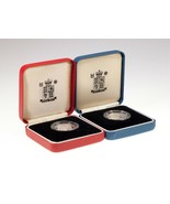 1993 Great Britain One Pound Two Coin Set In Silver Proof &amp; Piedfort w/ ... - €98,89 EUR