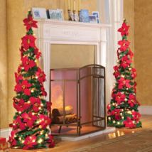 52&quot;H Lighted Red Poinsettia Pull Up Collapsible Christmas Tree Holiday D... - €32,69 EUR+