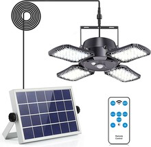 Solar Pendant Light Outdoor Indoor 4 Leaf 4 Modes W Remote NEW - $49.53
